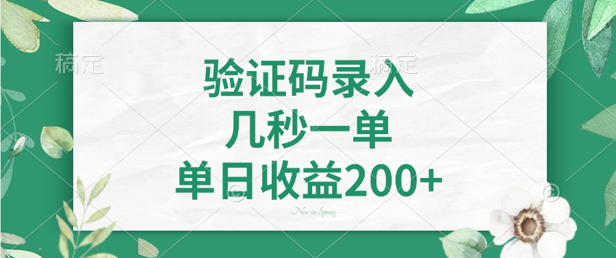 [虚拟项目]（14221期）验证码录入，几秒一单，单日收益200+
