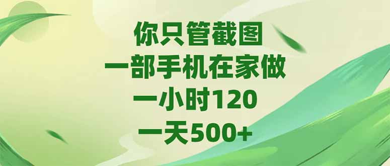 [虚拟项目]（15039期）你只管截图，一部手机在家做，一小时120，-天500+