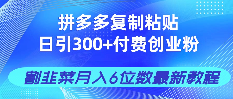 [虚拟项目]（14232期）拼多多复制粘贴日引300+付费创业粉，割韭菜月入6位数最新教程！