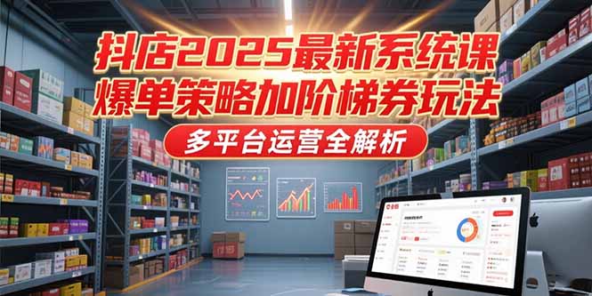 [抖音小店]（15214期）抖店2025最新系统课，爆单策略加阶梯券玩法，多平台运营全解析