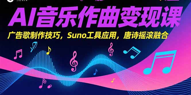 [人工智能]（15370期）AI音乐作曲变现课，广告歌制作技巧，Suno工具应用，唐诗摇滚融合