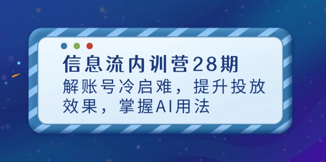 [引流-涨粉-软件]（14535期）信息流内训营28期，解账号冷启难，提升投放效果，掌握AI用法