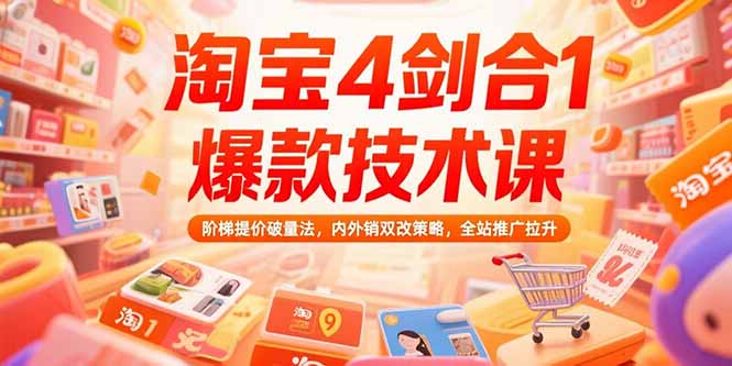 [国内电商]（15415期）淘宝4剑合1爆款技术课73期：阶梯提价破量法，内外销双改策略 全站推广拉升-第1张图片-智慧创业网