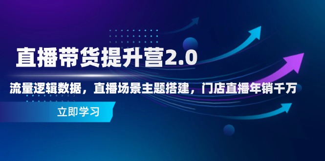 [直播玩法]（14694期）直播带货提升营2.0：流量逻辑数据，直播场景主题搭建，门店直播年销千万