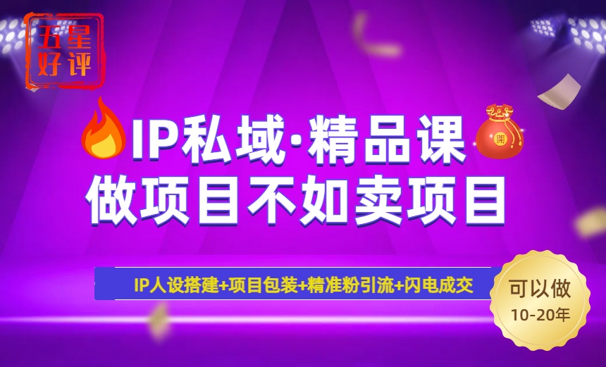 [虚拟项目]（14406期）2025年“IP私域·密训精品课”，日赚3000+小白避坑年赚百万，暴力引流...