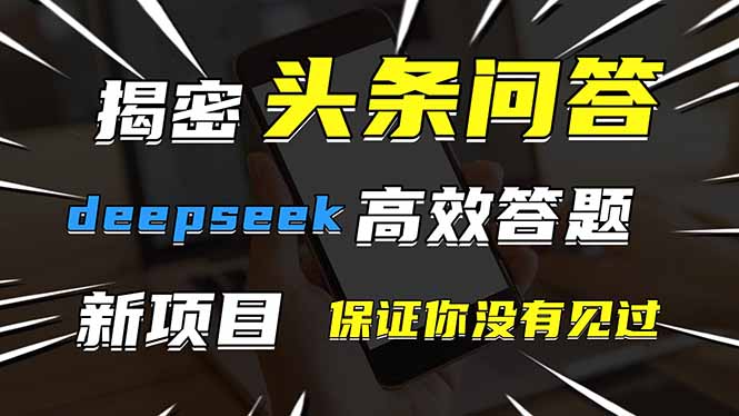 [虚拟项目]（14480期）头条问答，刚出的新玩法！保证你没见过！用DeepSeek去高效答题，一个账...