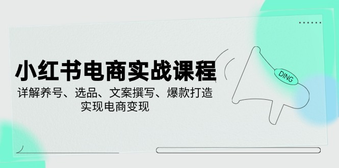 [小红书]（14549期）小红书电商实战课程，详解养号、选品、文案撰写、爆款打造，实现电商变现-第1张图片-智慧创业网