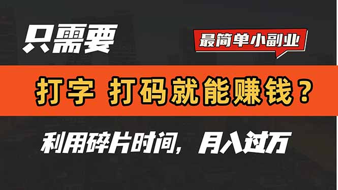 [虚拟项目]（14673期）只需要打字，打码，就能赚钱？简单的赚钱小副业，利用碎片时间，月入过万