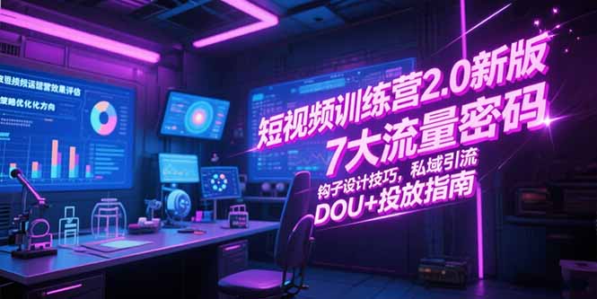 [短视频运营]（15255期）短视频训练营2.0新版，7大流量密码/钩子设计技巧/私域引流/DOU+投放指南-第1张图片-智慧创业网