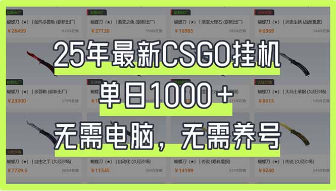 [虚拟项目]（14178期）25年最新CSGO挂机系统，单日1000+，无需电脑，无需养号，0基础可上手