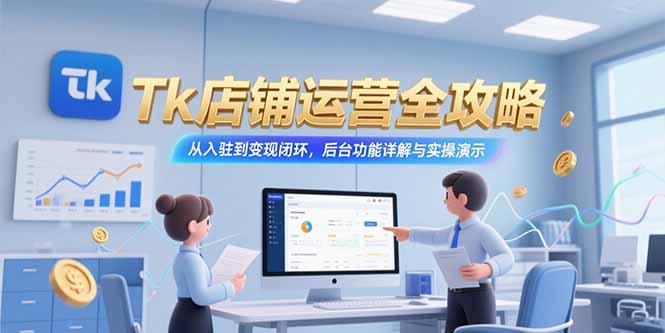 [跨境电商]（15345期）Tk店铺运营全攻略，从入驻到变现闭环，后台功能详解与实操演示