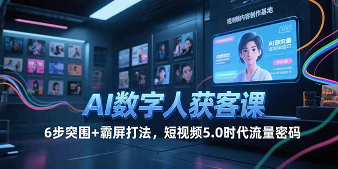 [人工智能]（15247期）AI数字人获客课，6步突围+霸屏打法，短视频5.0时代流量密码