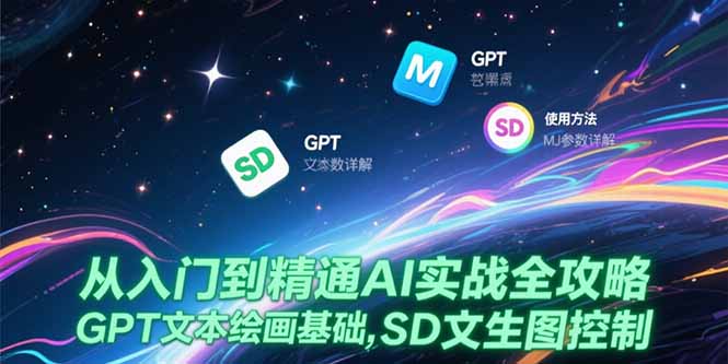 [人工智能]（15309期）从入门到精通AI实战全攻略，GPT文本绘画基础，MJ参数详解，SD文生图控制