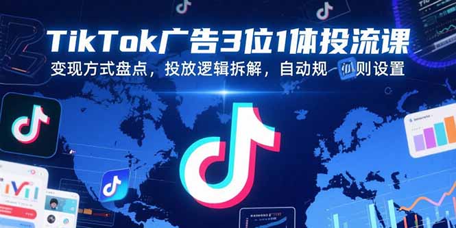 [短视频运营]（15460期）TikTok广告3位1体投流课，变现方式盘点，投放逻辑拆解，自动规则设置