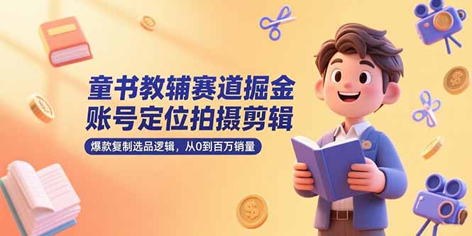 [热门给力项目]（15326期）童书教辅赛道掘金，账号定位拍摄剪辑，爆款复制选品逻辑，从0到百万销量