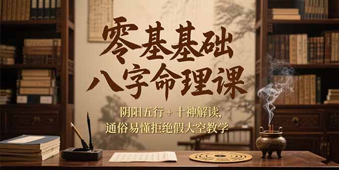 [创业项目]（15283期）零基础八字命理课，阴阳五行+十神解读，通俗易懂拒绝假大空教学