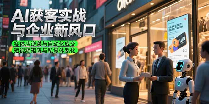 [引流-涨粉-软件]（15348期）AI获客实战与企业新风口，实体店逆袭与自动化成交 短视频矩阵与私域体系化