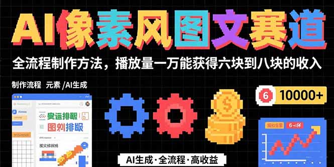 [热门给力项目]（15572期）AI像素风图文赛道：全流程制作方法，播放量一万能获得6块到8块的收入