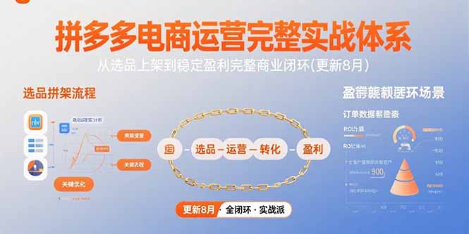 [国内电商]（15579期）拼多多电商运营完整实战体系，从选品上架到稳定盈利完整商业闭环(更新8月)