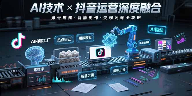 [跨境电商]（15630期）AI技术与抖音运营的深度融合应用：涵盖账号搭建、内容创作、收益变现等