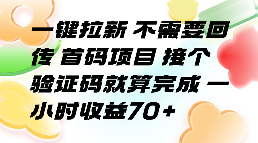 [虚拟项目]（15588期）一键拉新 不需要回传 首码项目 接个验证码就算完成 一小时收益70+-第1张图片-智慧创业网