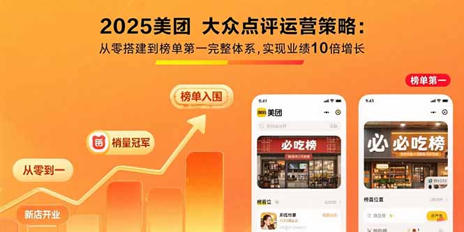 [创业项目]（15602期）2025美团 大众点评运营策略:从零搭建到榜单第一完整体系,实现业绩10倍增长-第1张图片-智慧创业网