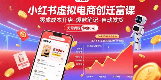 [小红书]（15749期）小红书虚拟电商创富课：零成本开店/爆款笔记/自动发货,30天打造被动收入