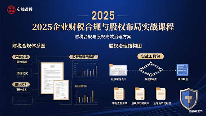 [创业项目]（15802期）2025企业财税合规与股权布局的实战课程：财税合规与股权高效治理方案-第1张图片-智慧创业网