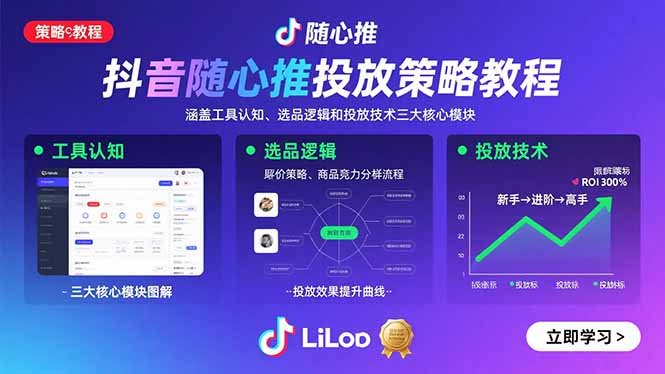 [短视频运营]（15828期）抖音随心推投放策略教程：涵盖工具认知、选品逻辑和投放技术三大核心模块