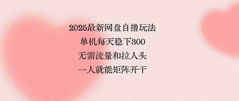 [虚拟项目]（15831期）2025最新网盘自撸玩法，单机每天稳下3张，无需流量和拉人头，一个人就...