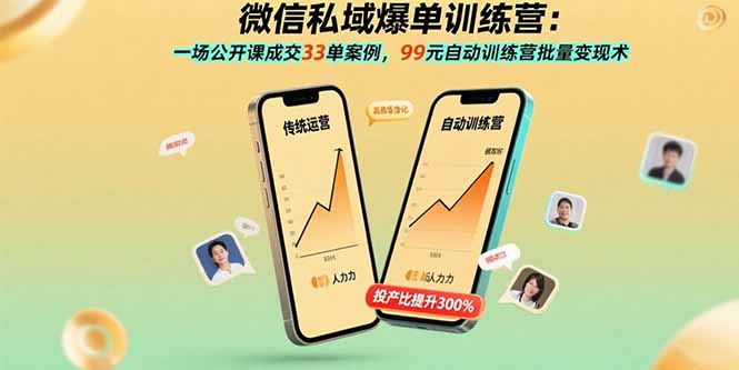 [营销-成交]（15843期）微信私域爆单训练营：一场公开课成交33单案例，99元自动训练营批量变现术