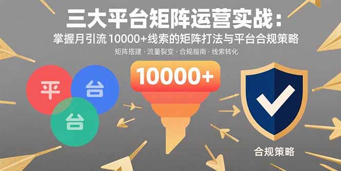[引流-涨粉-软件]（15841期）三大平台矩阵运营实战：掌握月引流10000+线索的矩阵打法与平台合规策略