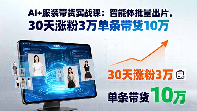 [短视频运营]（15974期）AI+服装带货实战课：智能体批量出片，30天涨粉3万单条带货10万