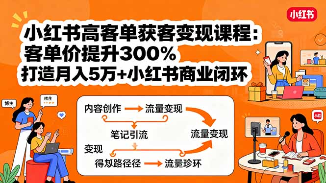 [小红书]（15981期）小红书高客单获客变现课程：客单价提升300%，打造月入10万+小红书商业闭环