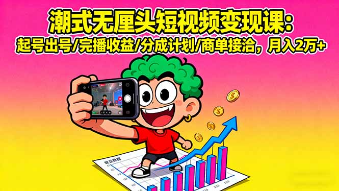 [热门给力项目]（16023期）潮式无厘头短视频变现课：起号出号/完播收益/分成计划/商单接洽，月入2万+-第1张图片-智慧创业网