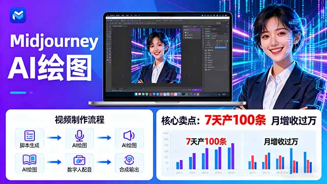 [人工智能]（16049期）AI绘图照片开口说话视频制作：Midjourney+数字人，7天产100条月增收过万
