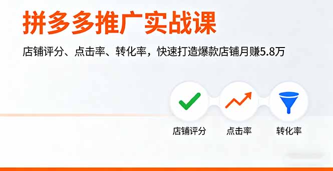 [国内电商]（16115期）拼多多推广实战课，店铺评分、点击率、转化率，快速打造爆款店铺月赚5.8万-第1张图片-智慧创业网