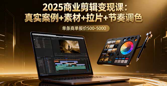 [短视频运营]（16130期）2025商业剪辑变现课：真实案例+素材+拉片+节奏调色，单条商单报价500-5000