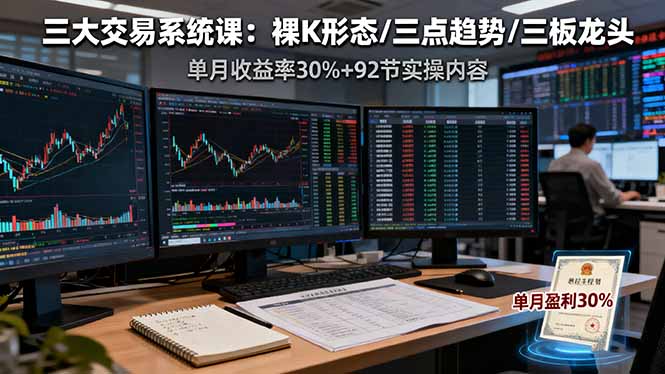 [投资理财]（16269期）三大交易系统课：裸K形态/三点趋势/三板体系，单月收益率30%+92节实操内容-第1张图片-智慧创业网