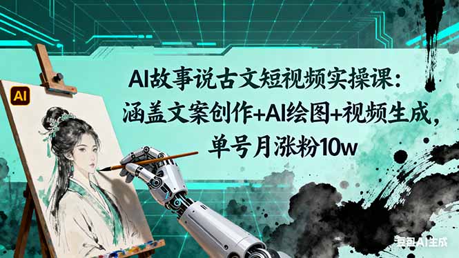 [短视频运营]（16369期）AI故事说古文短视频实操课：涵盖文案创作+AI绘图+视频生成，单号月涨粉10w-第1张图片-智慧创业网