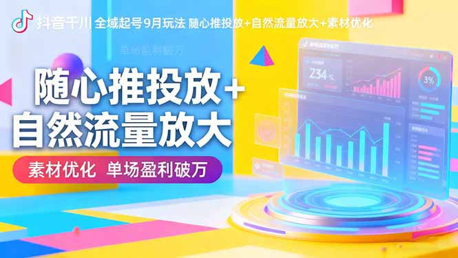 [直播玩法]（16405期）抖音千川全域起号9月玩法 随心推投放+自然流量放大+素材优化 单场盈利破万-第1张图片-智慧创业网