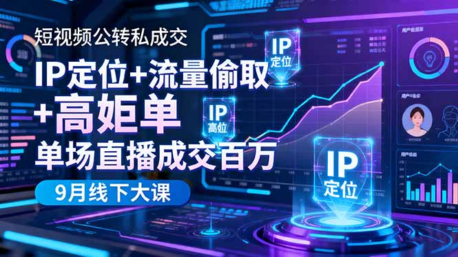 [营销-成交]（16406期）短视频公转私成交9月线下大课，IP定位+流量偷取+高客单，单场直播成交百万