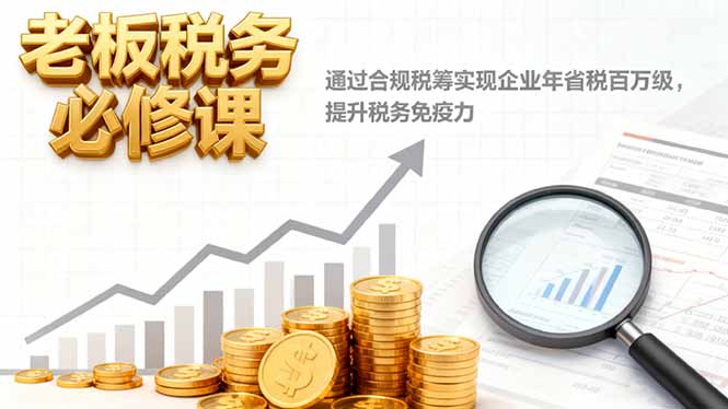 [国内电商]（16426期）老板税务必修课，通过合规税筹实现企业年省税百万级，提升税务免疫力