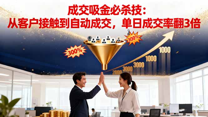 [营销-成交]（16432期）吸金成交营销必杀技：从客户接触到自动成交，单日成交率翻3倍-第1张图片-智慧创业网