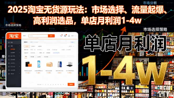 [无货源]（16445期）2025淘宝无货源玩法：市场选择、流量起爆、高利润选品，单店月利润1-4w