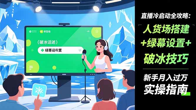 [直播玩法]（16605期）直播冷启动全攻略:人货场搭建+绿幕设置+破冰技巧，新手月入过万实操指南-第1张图片-智慧创业网