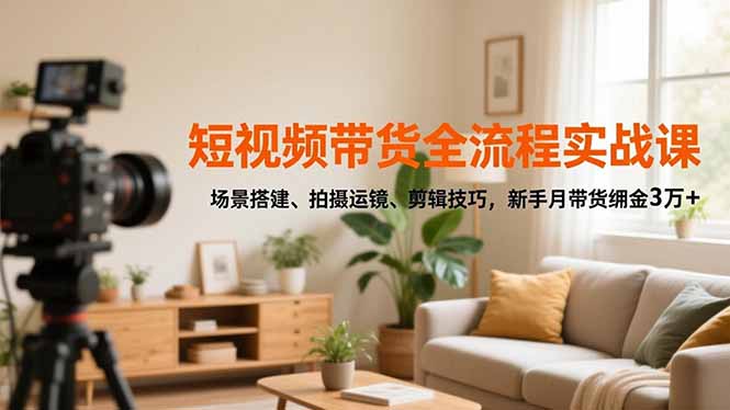 [短视频运营]（16679期）短视频带货全流程实战课，场景搭建、拍摄运镜、剪辑技巧，新手月带货佣金3万+-第1张图片-智慧创业网