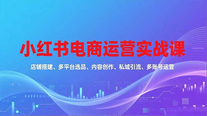 [小红书]（16695期）小红书电商运营实战课，店铺搭建、多平台选品、内容创作、私域引流、多账号运营等玩法-第1张图片-智慧创业网