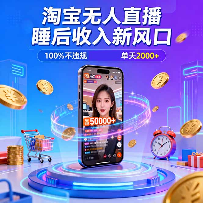 [直播玩法]（16822期）淘宝无人直播，不违规不封号，直播100小时卖了5万，年底旺季！-第1张图片-智慧创业网
