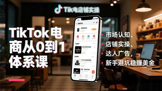 [跨境电商]（16818期）TikTok电商从0到1体系课，市场认知、店铺实操、达人广告，新手避坑稳赚美金-第1张图片-智慧创业网